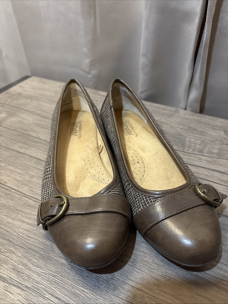Croft & Barrow Women's Brown Plaid Slip On Ortholite Comfort Shoes 7Med