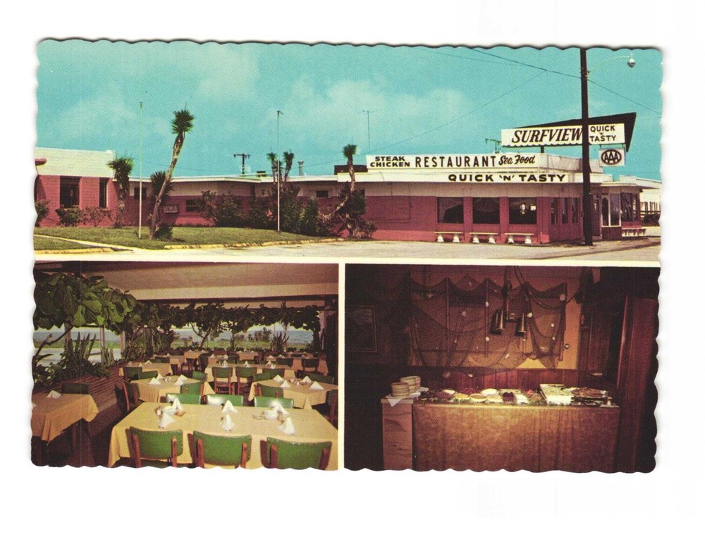 Surfview Quick N Tasty Restaurant Ormond Beach FL Vintage postcard Unposted