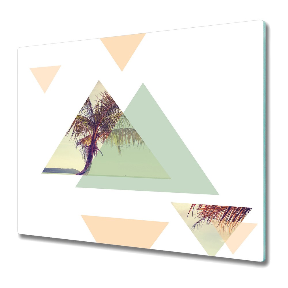 Tempered Glass Chopping Cutting Board Worktop Saver Palms Composition 60x52
