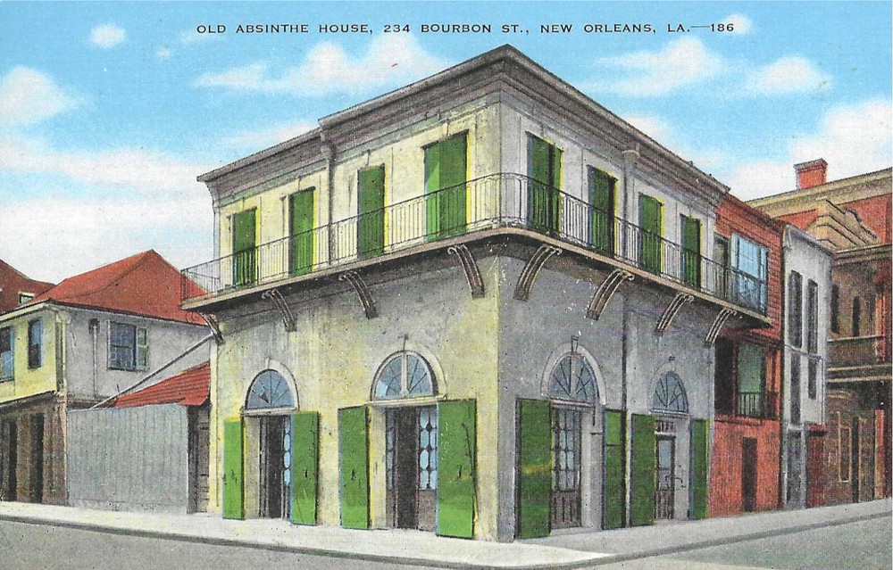 Old Absinthe House New Orleans Louisiana Linen 234 Bourbon Street Postcard-image