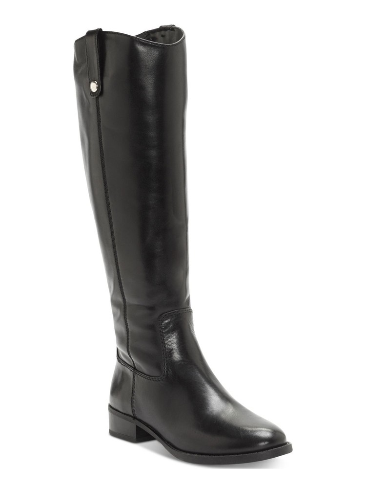 INC Womens Black V Elastic Fawne Round Toe Block Heel Leather Riding Boot 7.5 M