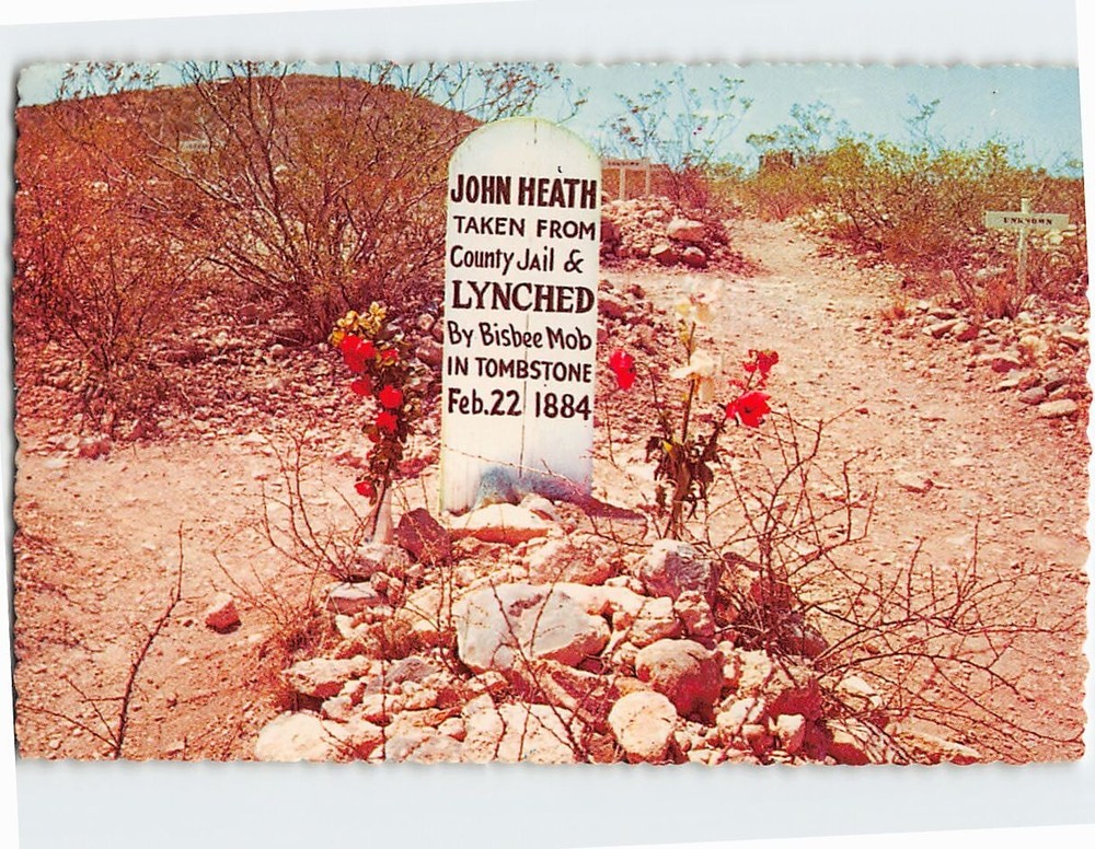 Postcard John Heath Grave Boothill Graveyard Tombstone Arizona USA