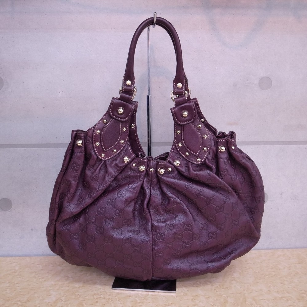 GUCCI Leather Tote Shoulder Bag in Black Style 487589