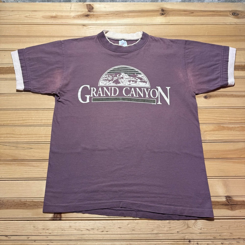 Vintage 90s 1993 Grand Canyon Arizona Tourist Souvenir Ringer T-Shirt Size Large