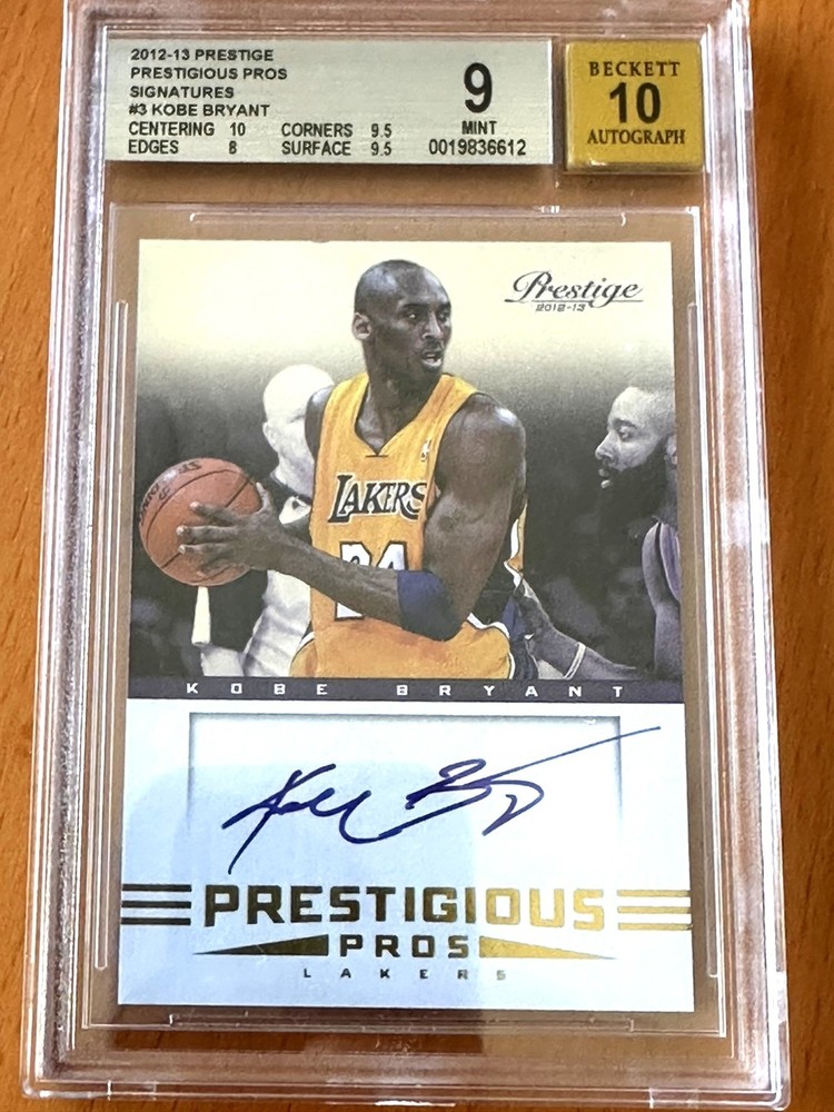 2012-13 Panini Prestige Kobe Bryant Prestigious Pros Autograph BGS 9 / Auto 10