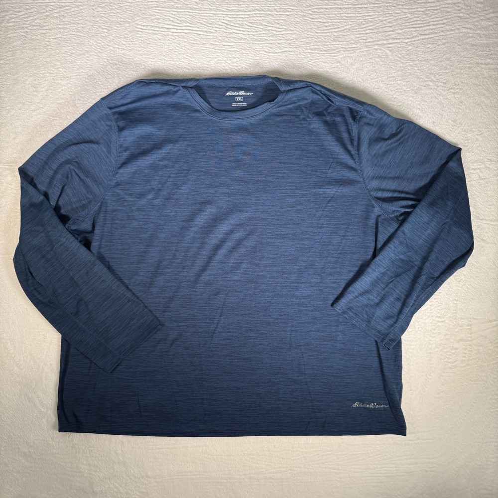 Eddie Bauer Legend Wash Shirt Mens XXL Blue Long Sleeve Tee Solid Crew Cotton