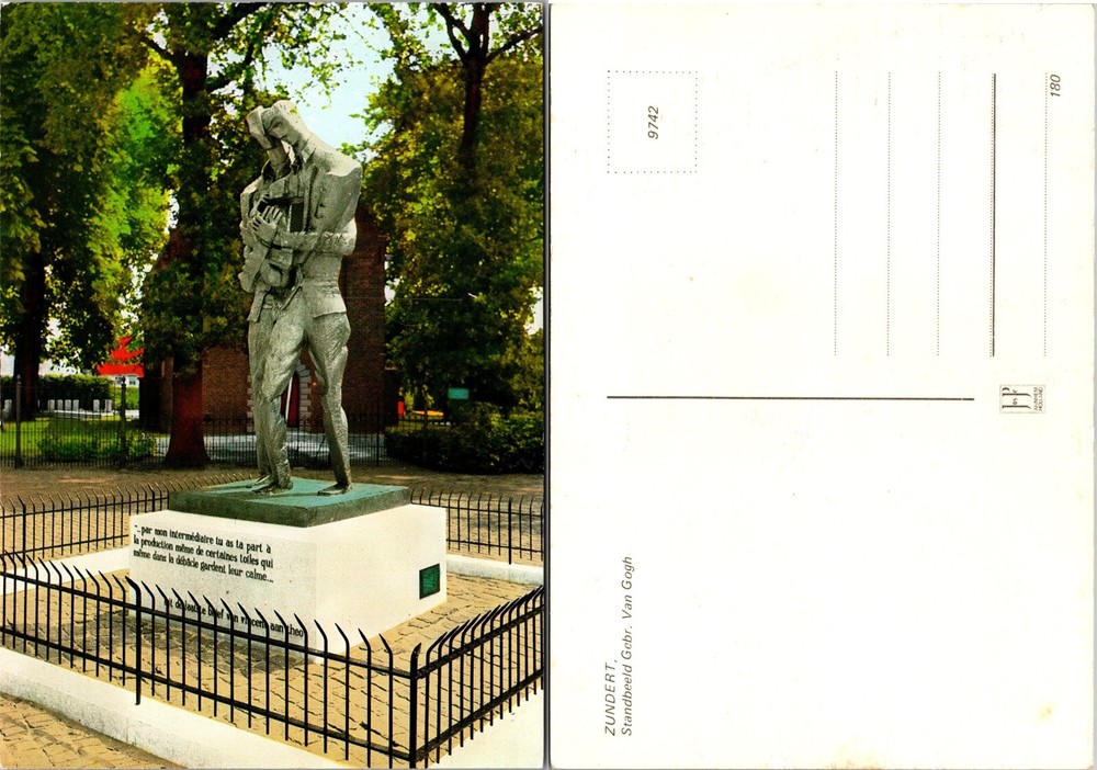 Continental Van Gogh Statue Zundert Netherlands Postcard
