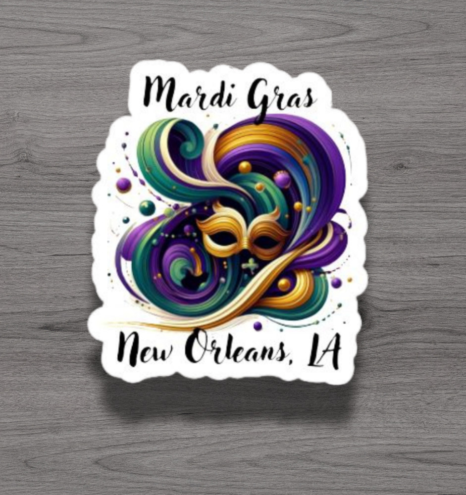 Mardi Gras New Orleans Louisiana Fridge Magnet or Laptop Sticker