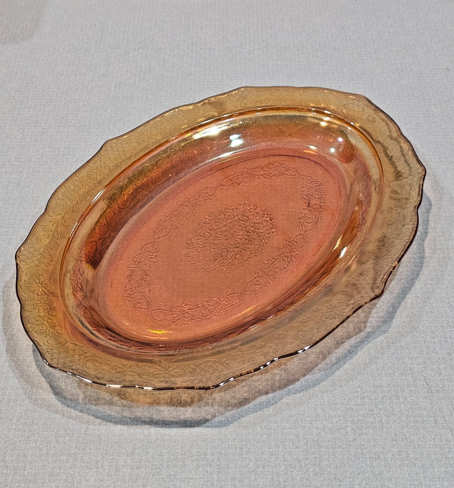 Federal Glass Normandie Iridescent Carnival Glass Oval Plate