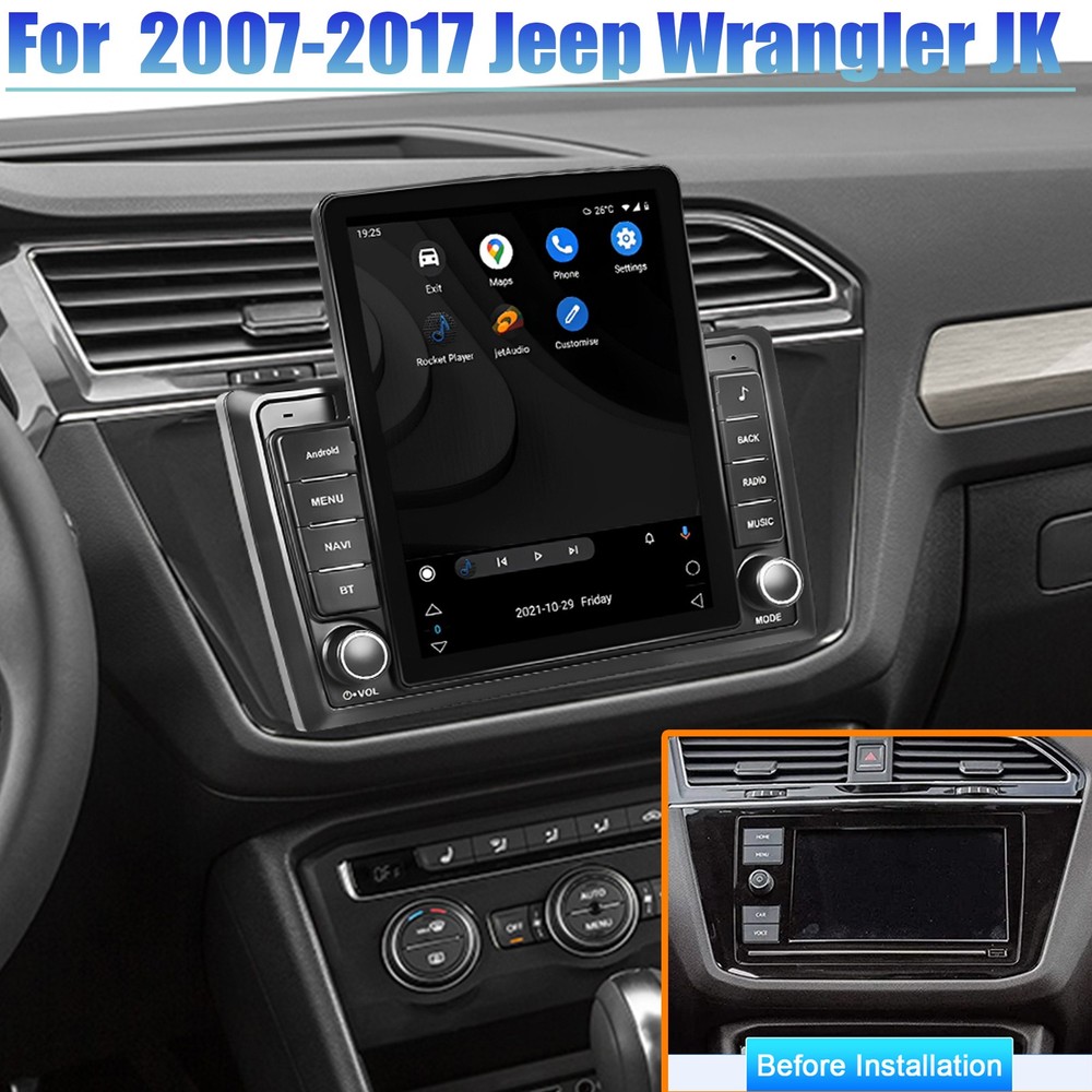 CAM+ For 2007-2017 Jeep Wrangler JK Radio Apple Carplay Android 13 GPS NAVI WIFI