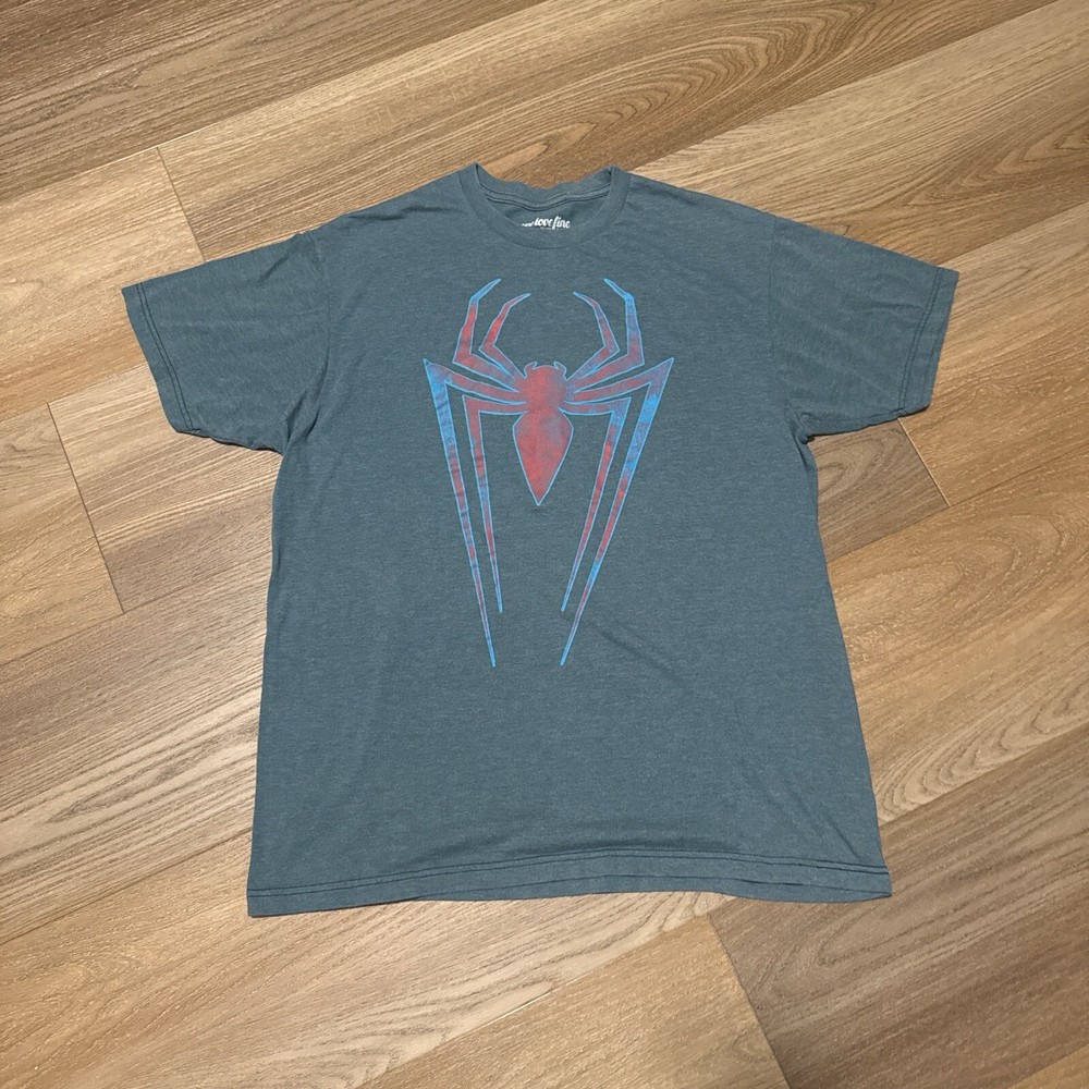 Blue Marvel Spider-Man Logo Blue T-shirt Size Large