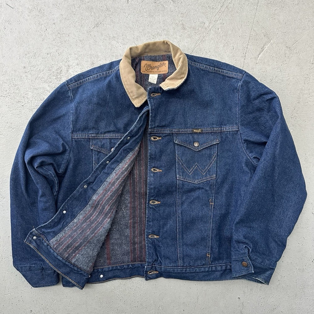 Vintage Wrangler Western Blanket Lined Denim Jacket Coat Men’s 44 USA Made 70s