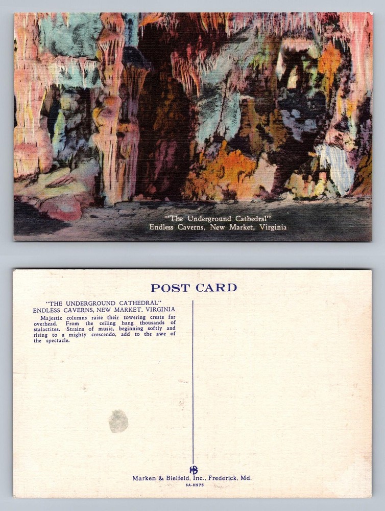 New Market, VA-Virginia, Endless Caverns Underground Cathedral Vintage Postcard