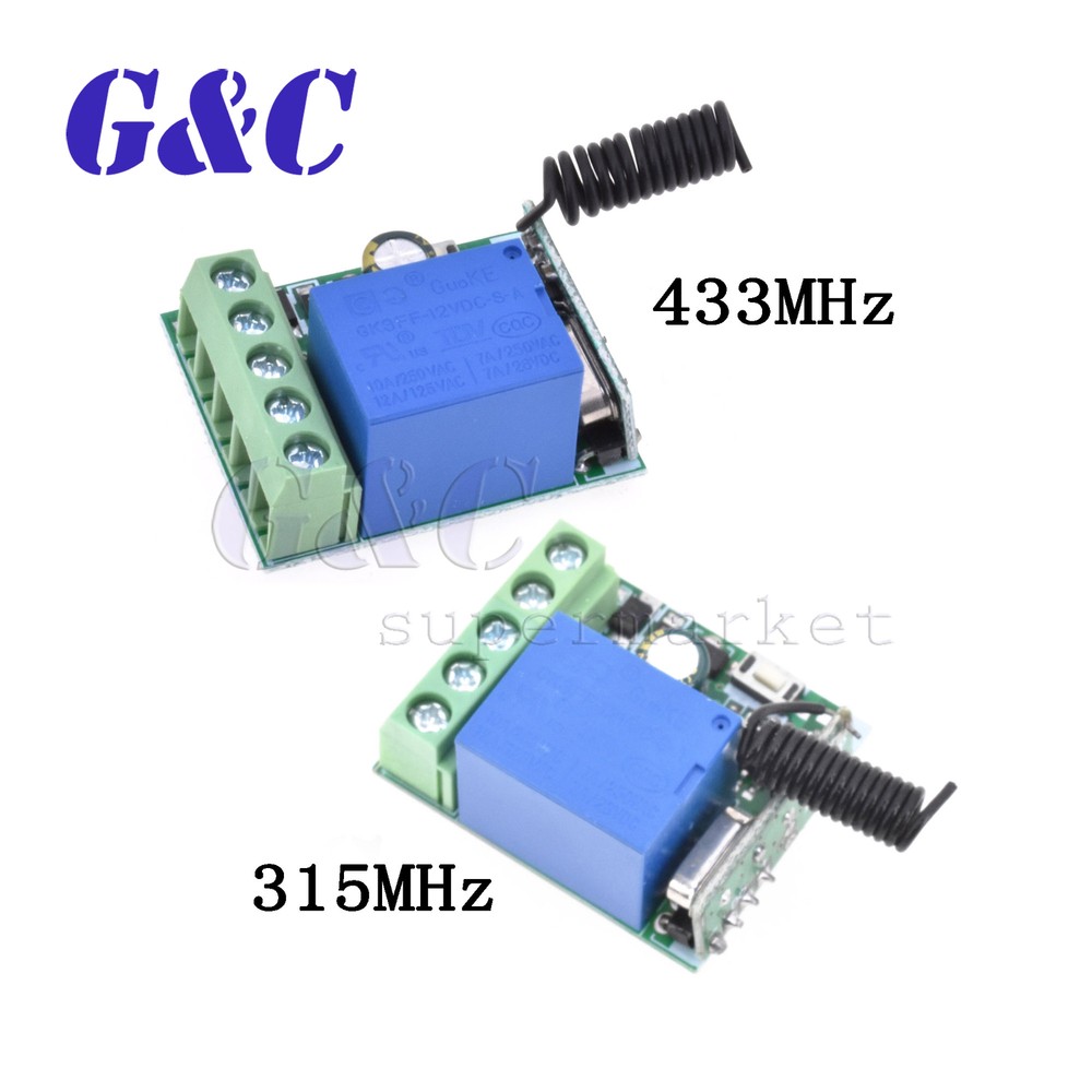 315/433MHz 12V 10A 1-Channel Wireless Relay RF Remote Control Switch Receiver