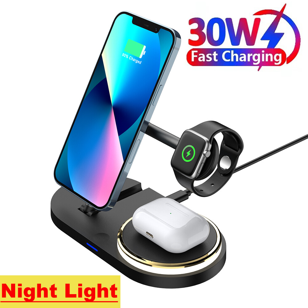 4 -in- 1 30W Wireless Charger Fast Charging Station for Phone/iWatch/Earphone