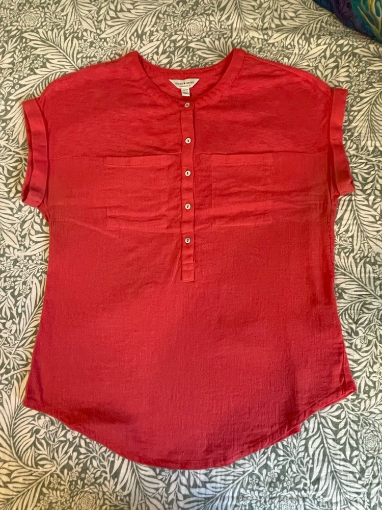 Lucky Brand Women's XS Cotton Short Sleeve Blouse