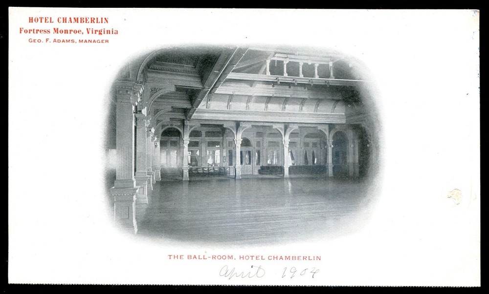 FORTRESS MONROE Virginia Postcard 1900s Hotel Chamberlin Interior Ballroom