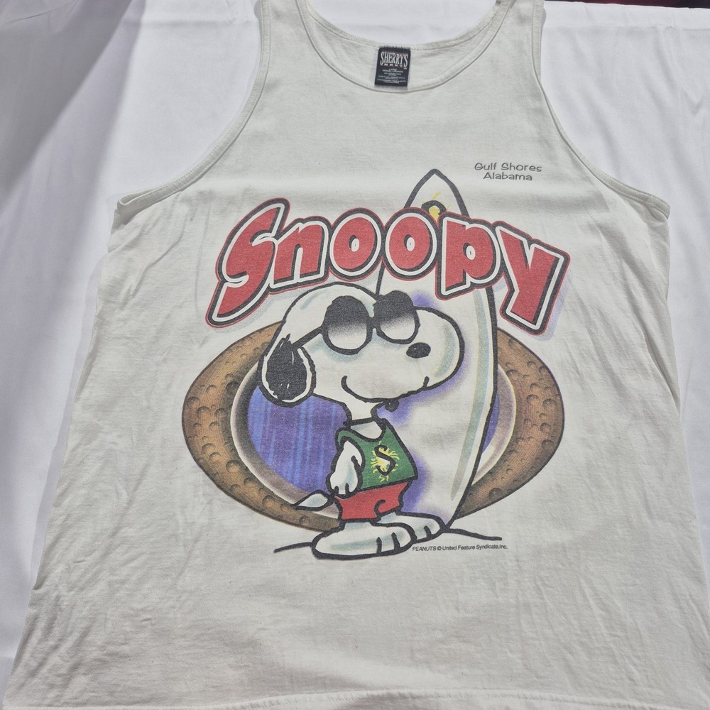 Vintage Snoopy Gulf Shores, Alabama Tank Top T Shirt USA Peanuts Sherrys Best L