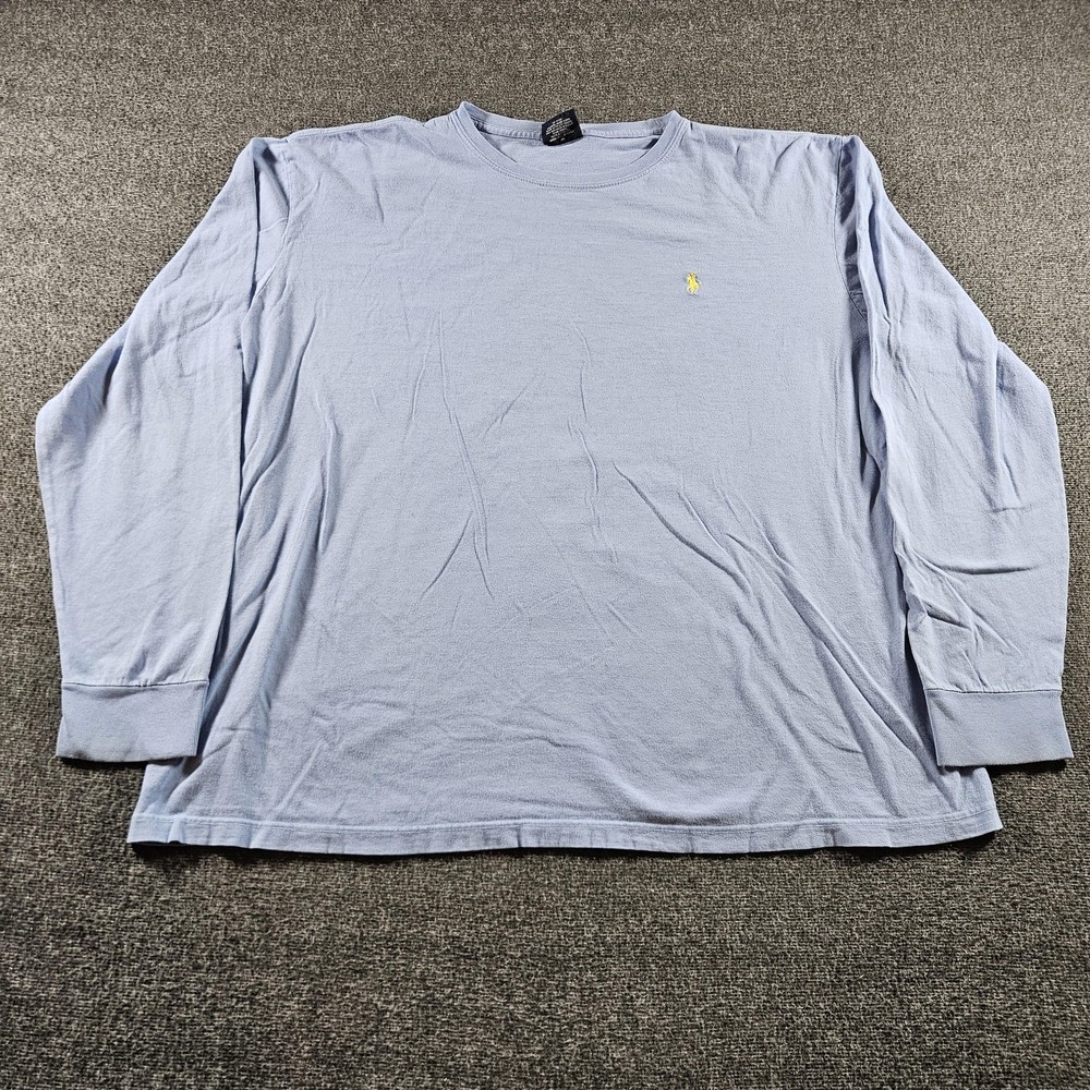 Polo Ralph Lauren Shirt Mens XL Blue Long Sleeve Crewneck Pony Logo Tee Cotton