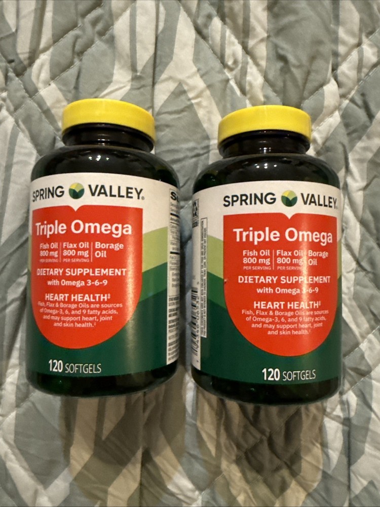 Omega 3-6-9 Fish Flax Borage Oil Softgels for Heart Joint Skin Health 240ct