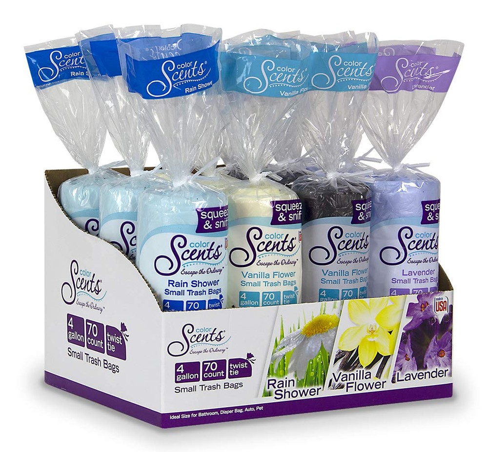 Color Scents Small Trash Bags - 4 Gallon, 840 Total Bags (12 Packs of 70 Coun...