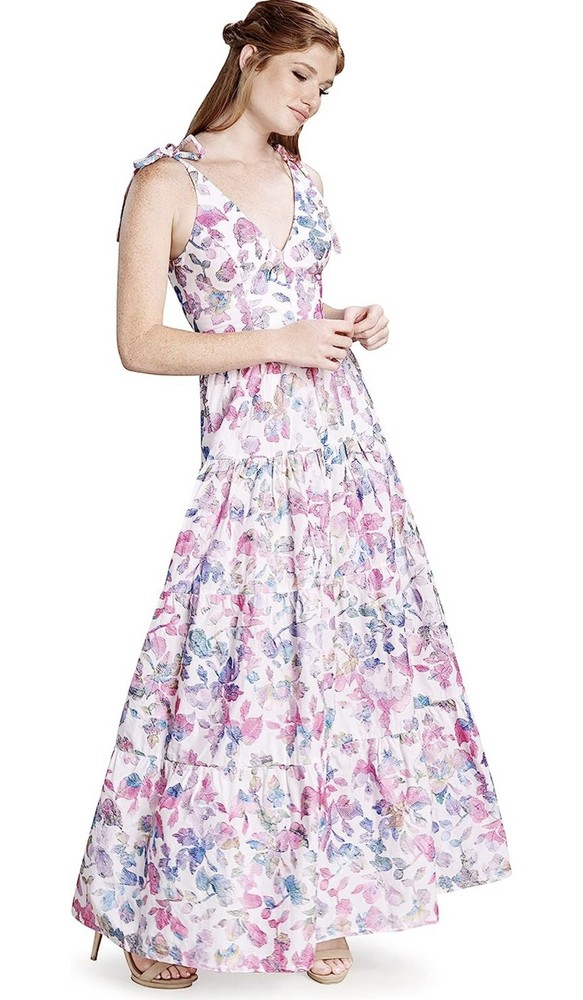 NWT DRESS THE POPULATION Pearl Floral Cotton Maxi Dress Size XL $278