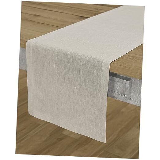 Linen Table Runner 60 Inches Long – 100% Pure Linen 14 x 60 Inch Light Natural