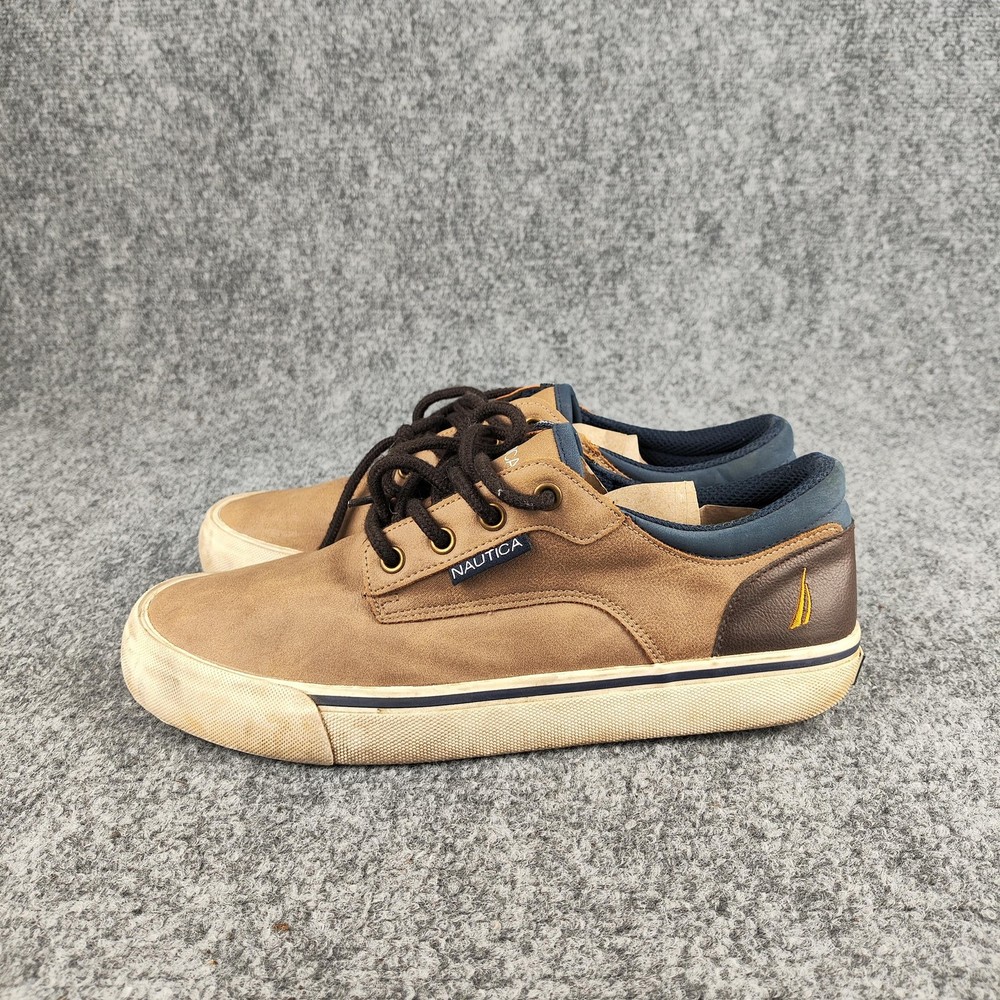 Nautica Currie Shoes Mens Size 8 Brown Canvas Low Top Boat Casual Sneakers