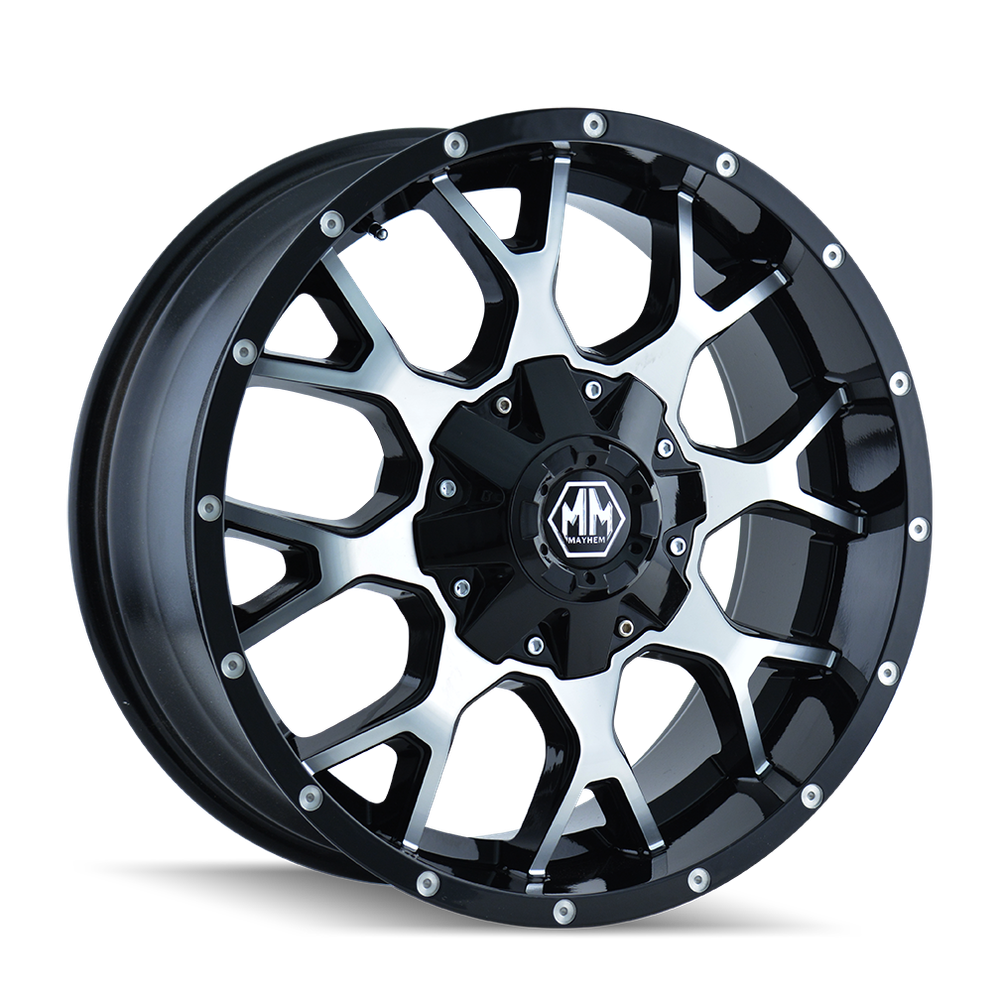 MAYHEM WARRIOR 8015 GLOSS BLACK MACHINED 18X9 8-170 -12MM 130.8MM
