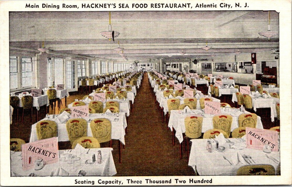 1950 Hackney's Sea Food Restaurant Atlantic City New Jersey Vintage Postcard