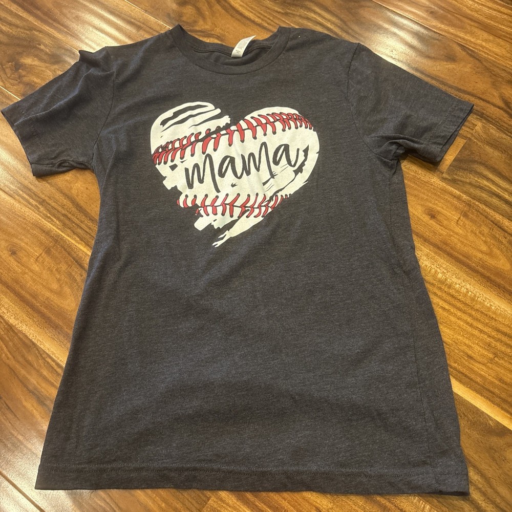 Baseball Heart Mama Graphic Tee Bella Canvas Size Medium