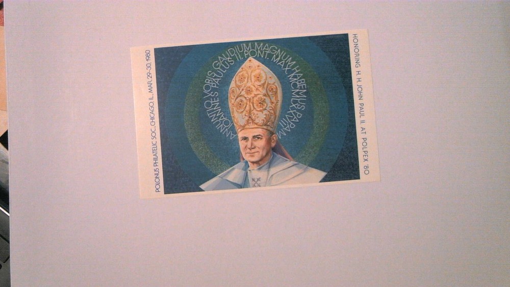 POLONUS PHILATELIC SOCIETY 1980 JOHN PAUL II POSTER STAMP MNH
