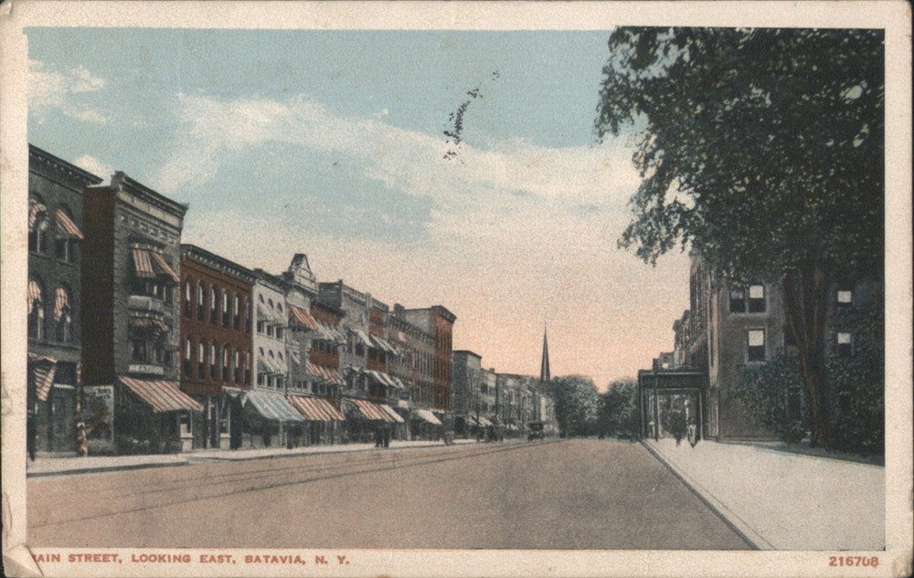 Batavia, NY New York Main Street Looking East 1919 Original Vintage Postcard