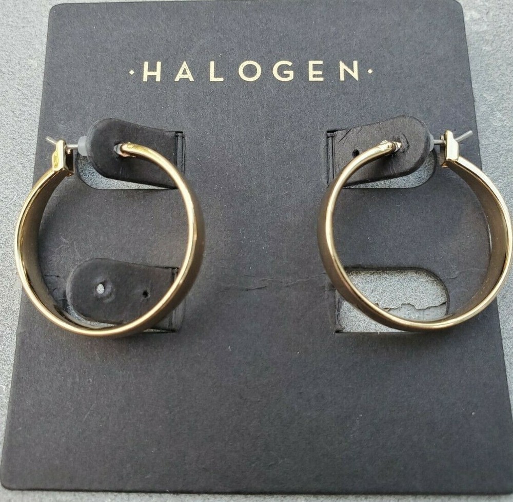 Stylish Gold-Tone Halogen Hoop Earrings for Trendy Looks