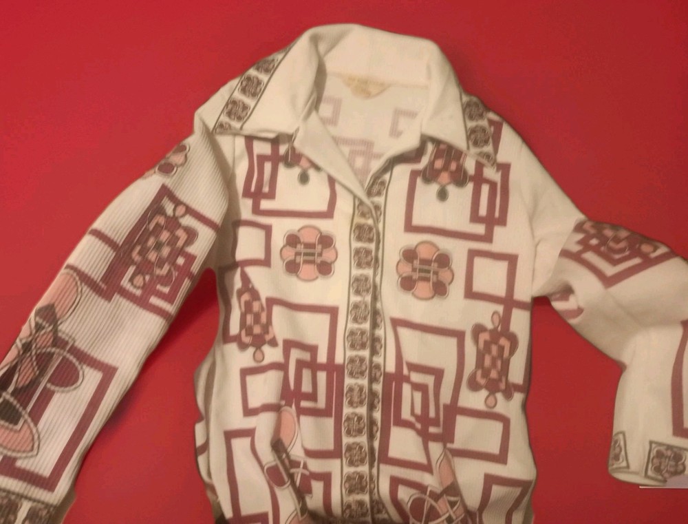Vtg 60s 70s Disco Shirt Polyester Saturday Night Fever Disco MCM Mod Mens Medium