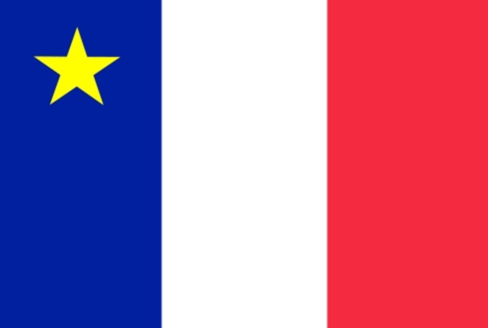 ACADIA flag PACK OF TEN SMALL HAND WAVING FLAGS Cananda Canadian French-image