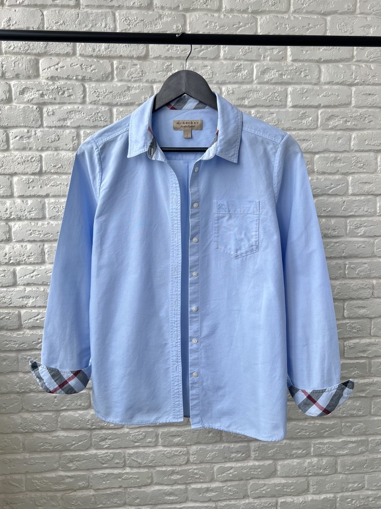 Burberry London Blue Checked Button Up Shirt Women's Size S