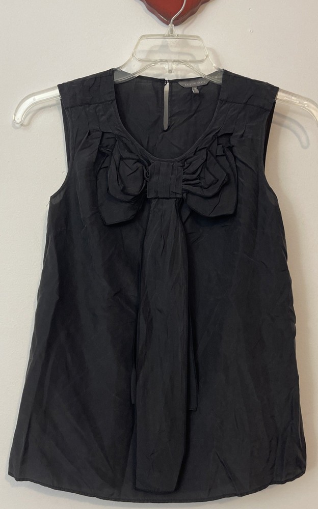 Kristin Davis Womens XS Lined Black Sleeveless Light 100% Silk Blouse! A2269