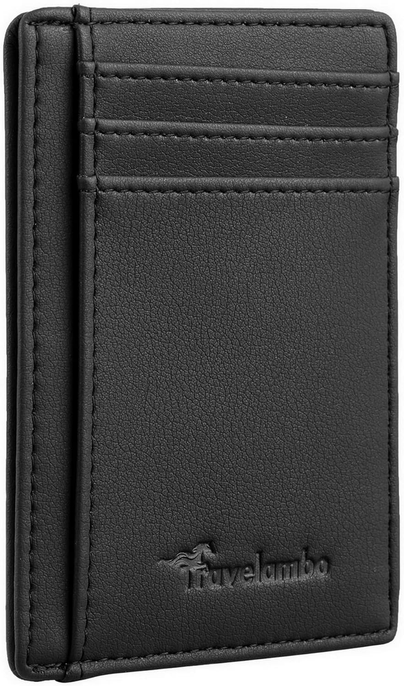 Travelambo Front Pocket Minimalist Leather Slim Wallet RFID Blocking Medium