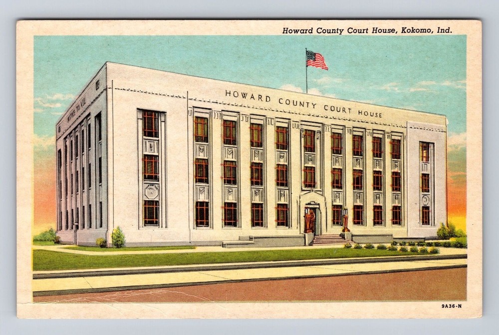 Kokomo IN-Indiana, Howard County Courthouse, Antique, Vintage Souvenir Postcard