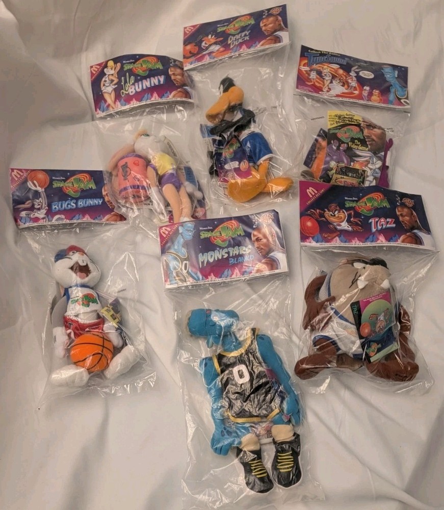 Vintage 1996 McDonald's Space Jam Tune Squad Plush Complete Set of 6 NIP Sealed