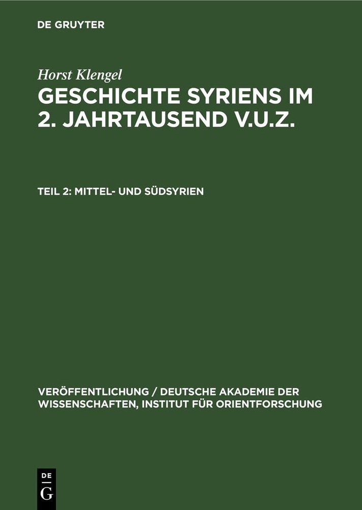 Horst Klengel Mittel- Und Südsyrien (Hardback)