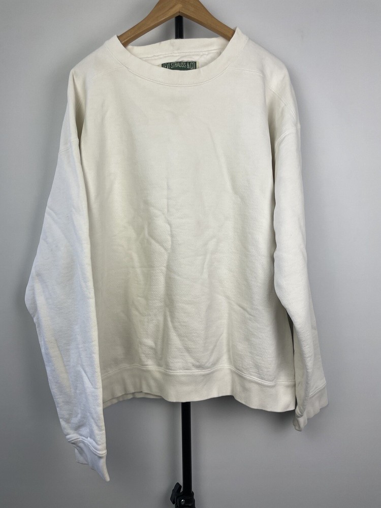 Levi Strauss Made In USA Cotton Crewneck Sweatshirt Vintage White Size Large