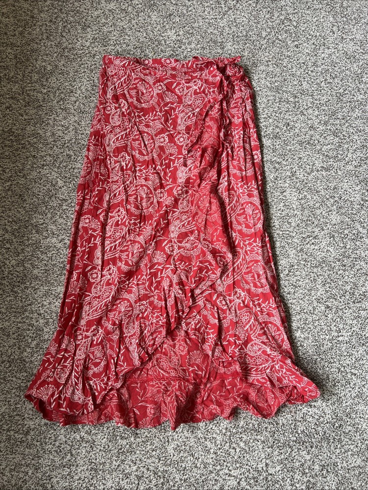Universal Thread NWT Women's Ruffle Maxi Wrap Skirt Red Size M