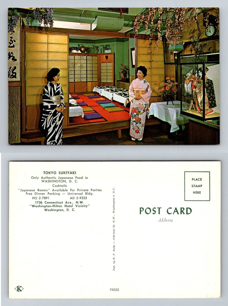 Washington, DC-District of Columbia, Tokyo Sukiyaki Restaurant Vintage Postcard