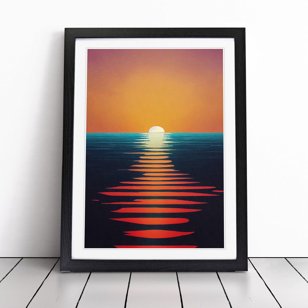 Overwhelming Ocean Sunset Wall Art Print Framed Canvas Picture Poster Decor