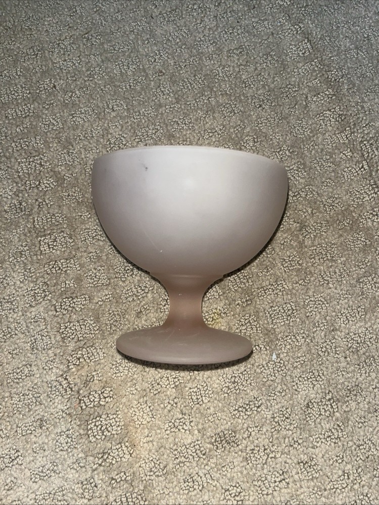 Vintage Pink Satin Pedestal Bowl by Indiana Glass Co for Ice Cream Dessert or Nuts  