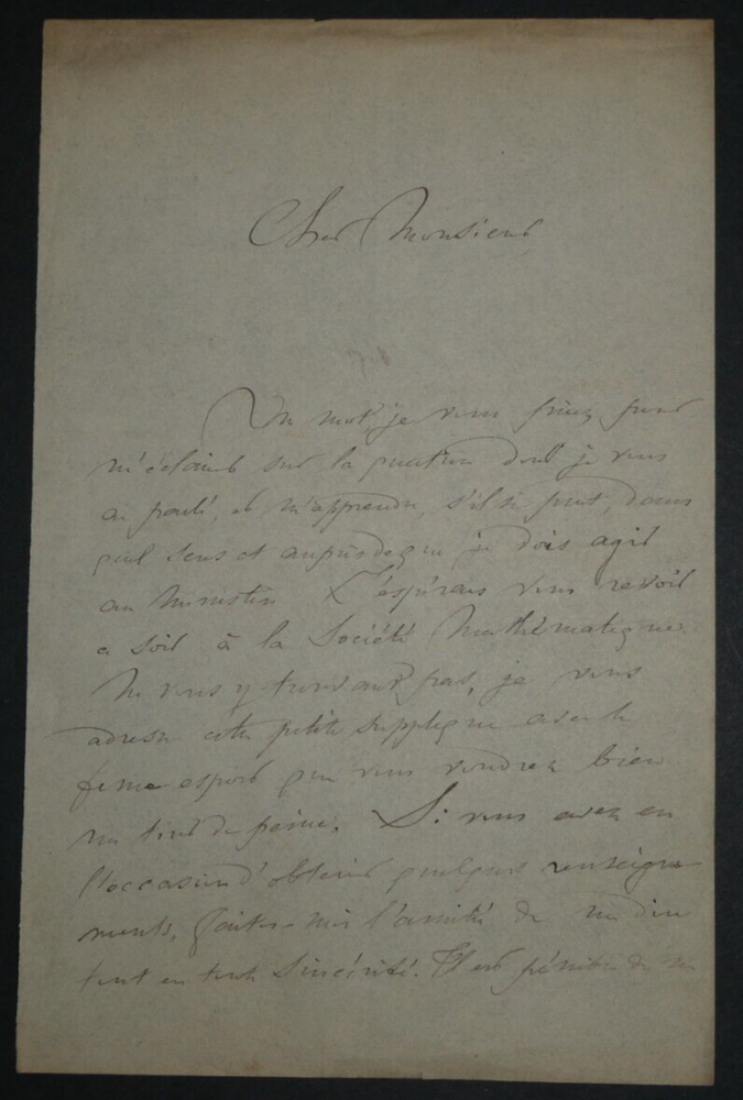 Hippolytus-Guillaume LEMONNIER, Lecturer - SIGNED AUTOGRAPH LETTER, 1879