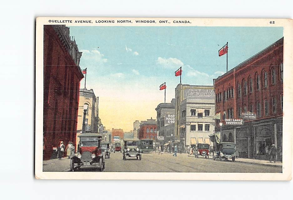 Postcard Ouellette Avenue Looking North Windsor Canada