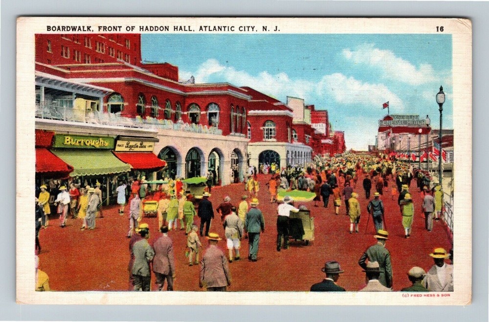 Atlantic City NJ-New Jersey, Boardwalk, Front of Haddon Hall Vintage Postcard
